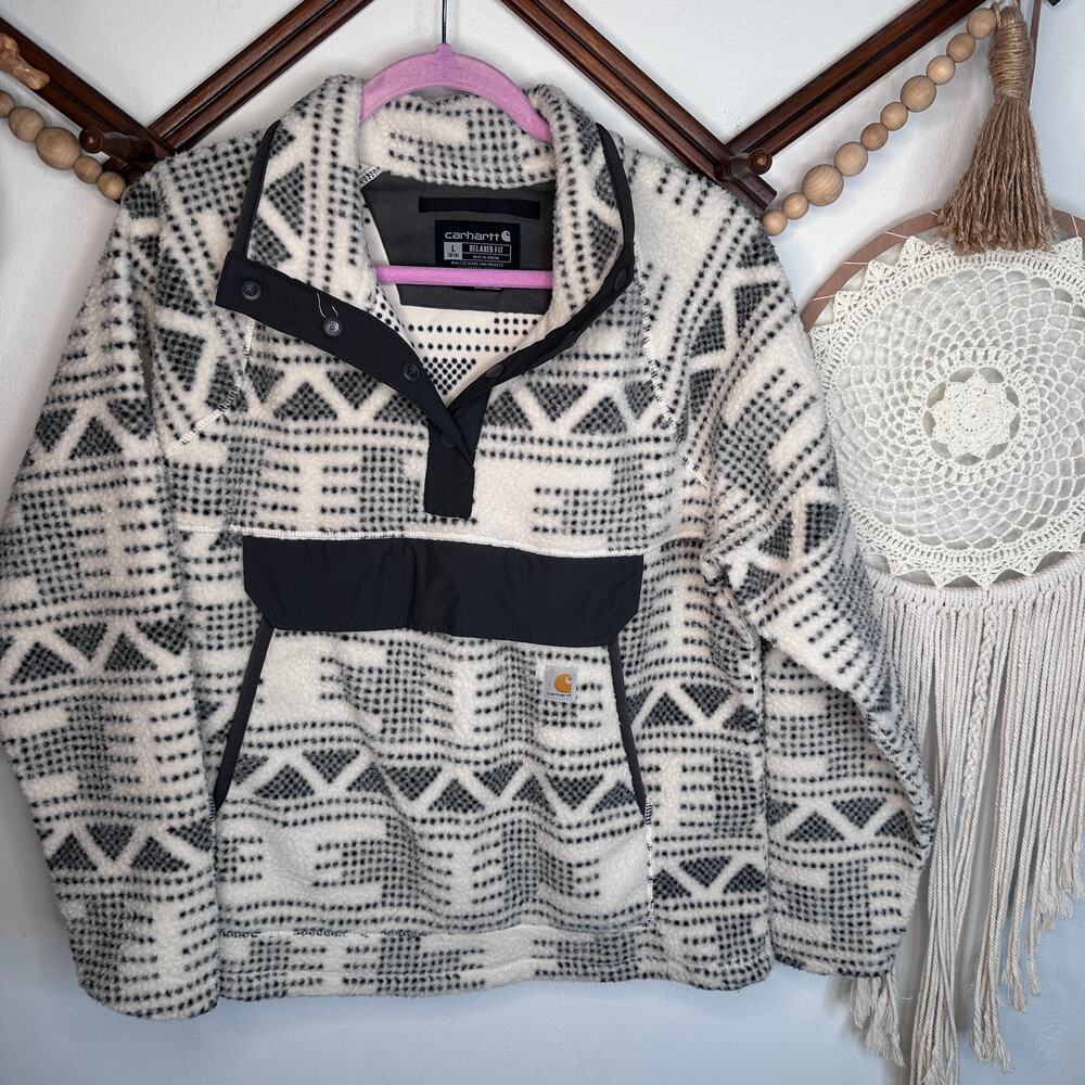 Carhartt Relaxed Fit Aztec Snap Button Fleece Pullover Sweater